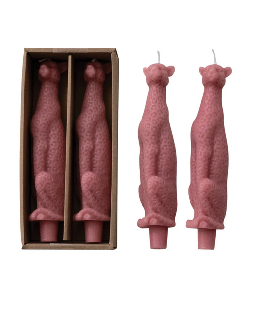 Unscented Pink Leopard Taper Candles