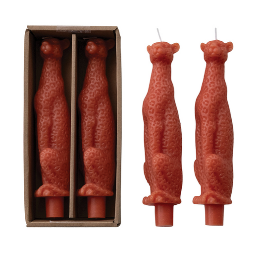 Unscented Coral Leopard Taper Candles
