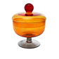 Amber and Green Colored Jar W Lid