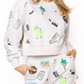 Queen of Sparkles Cropped Multi Travel Icon Sweatshirt