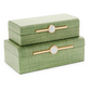 Monaco Green Faux Seagrass S/2 Nested Decorative Boxes