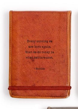 Leather Flip Notebook Embossed Saying