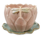 Stoneware Flower Shaped Planter & Saucer