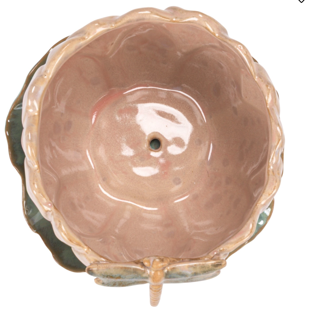 Stoneware Flower Shaped Planter & Saucer