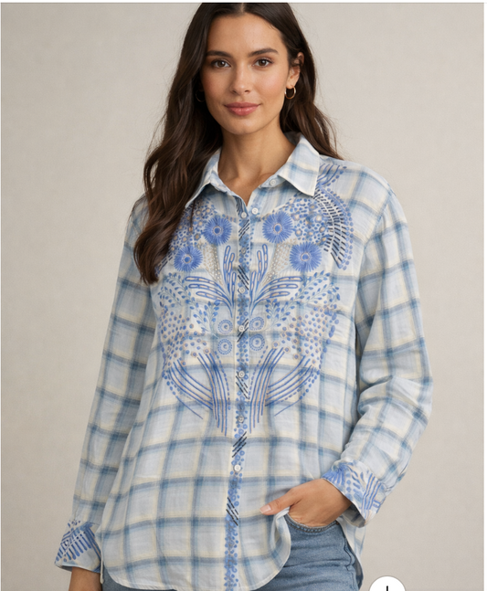 Johnny Was Moto Plaid Palladium 1 Top