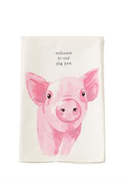 Welcome to Our Pig Pen Tea Towel