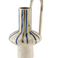 Hand-Painted Stoneware Vase with Handle, Reactive Crackle Glaze