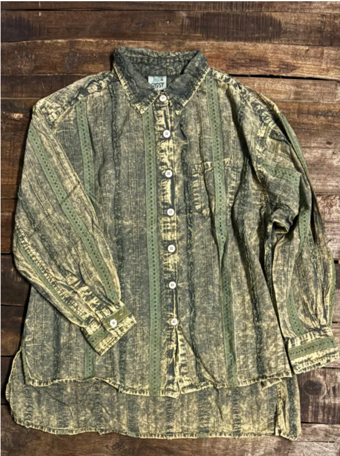 Jaded Gypsy Star Gazing Top -Vintage Moss OS