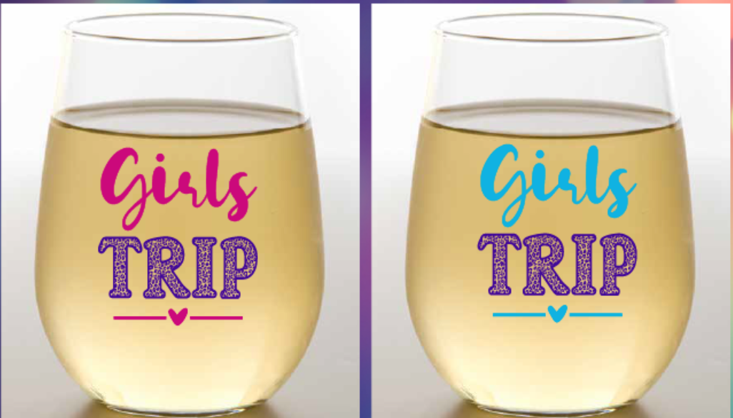 GIRLS TRIP Wine Glasses: 2pk