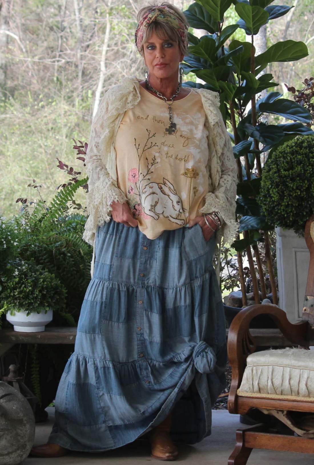 Jaded Gypsy Patchwork Skies Ruffle Skirt