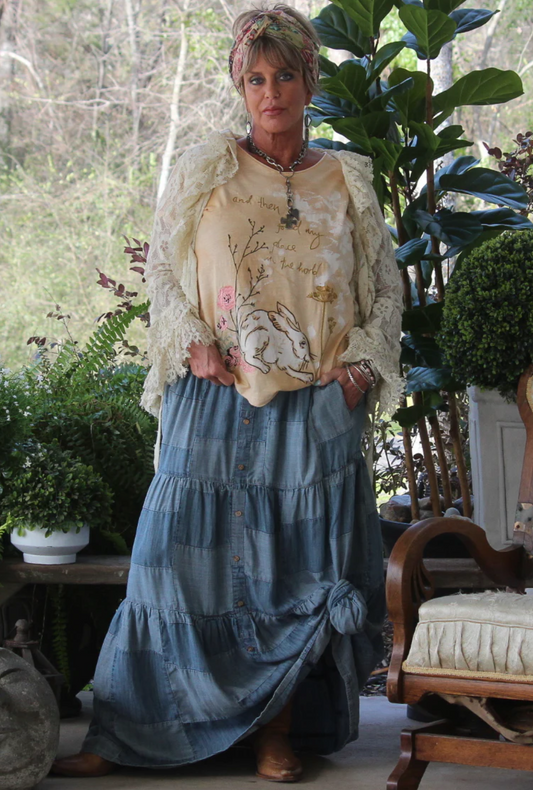 Jaded Gypsy Patchwork Skies Ruffle Skirt