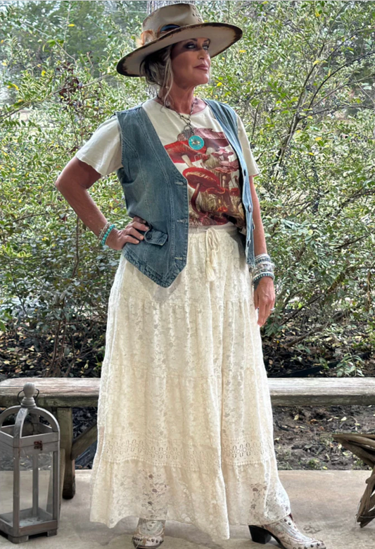 Jaded Gypsy Romantic Views Skirt Parchment - OS
