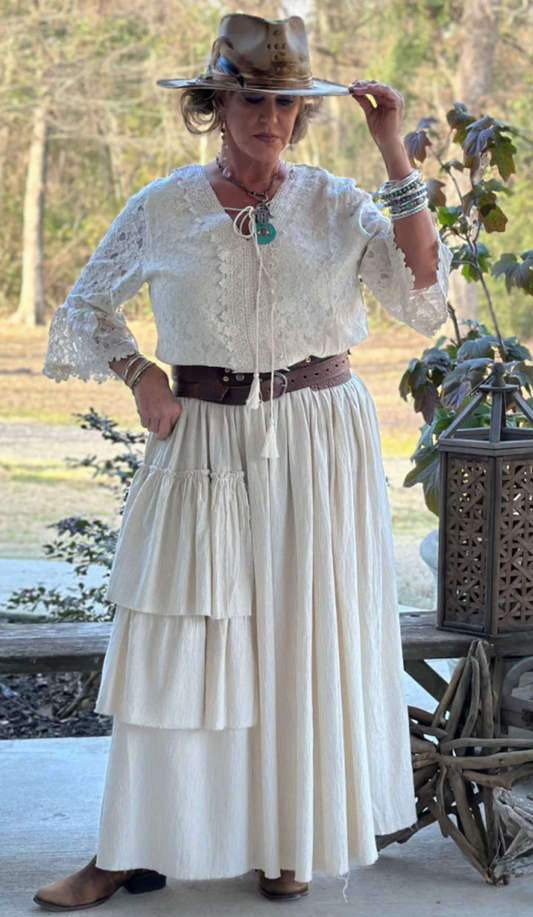 Jaded Gypsy Romantic Views Tops Parchment - OS