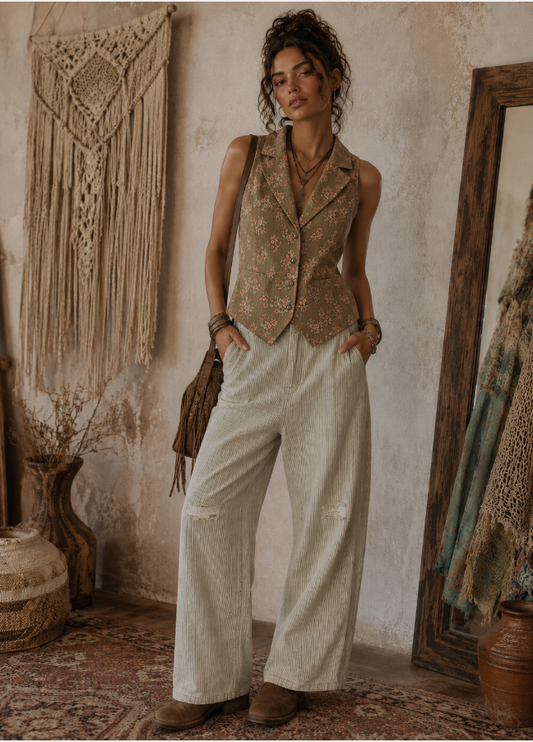 Jaded Gypsy Spellbound Vest - Chocolate Floral