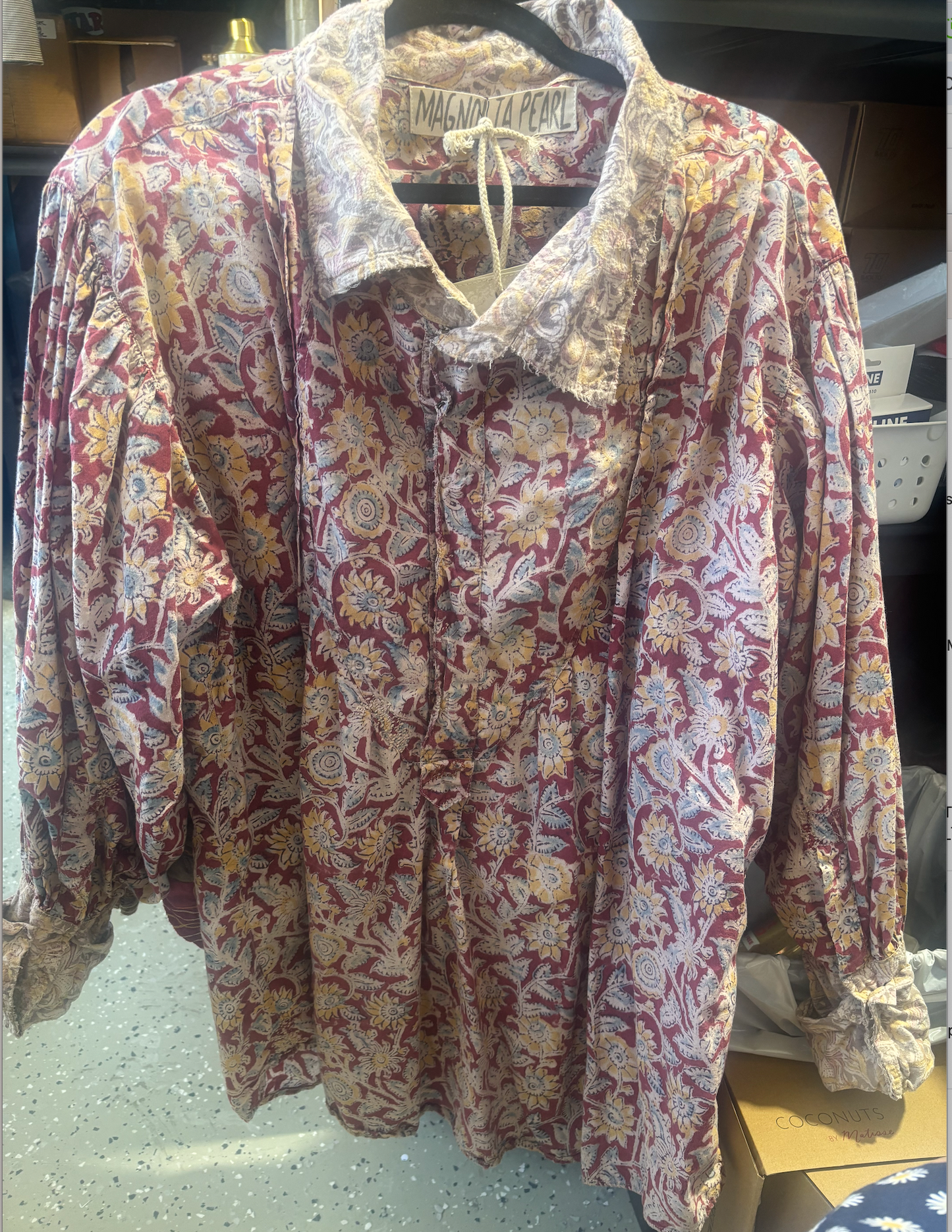 Magnolia Pearl Block Print Tora Shirt 1123 OOAK