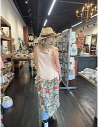 Jaded Gypsy Ruffle Up Hi-Lo-Parchment Floral