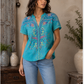 Johnny Was Audrey Short Sleeve Shirt-Ceramic Blue