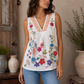 Johnny Was V-Neck Shirred Linen Tank-Estrelle
