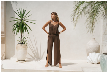 Khush Olea Jumpsuit- Solid Brown