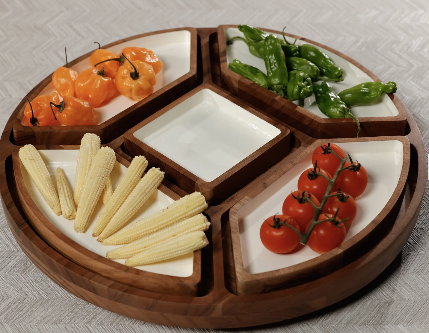 Lazy Susan With 5 Condiment Sections