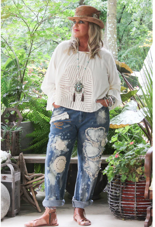 Jaded Gypsy Celestial Drift Top-Parchment