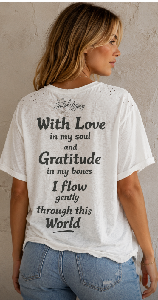 House of Jaded Gypsy Worn and Weathered Art Is Freedom Tee- OS