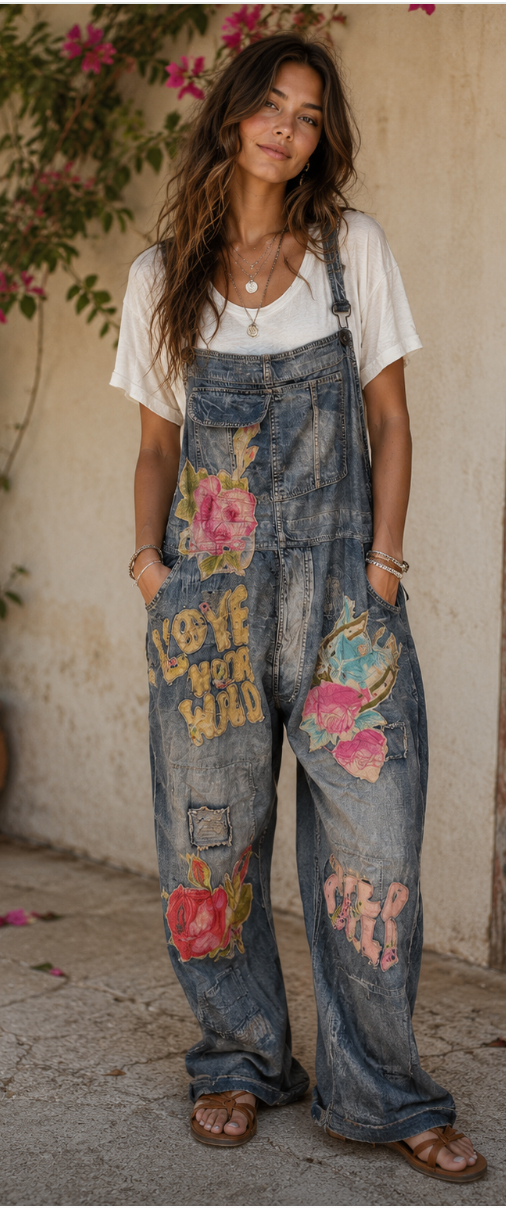 House Of Jaded Gypsy Sun Faded Trail Overalls - Love