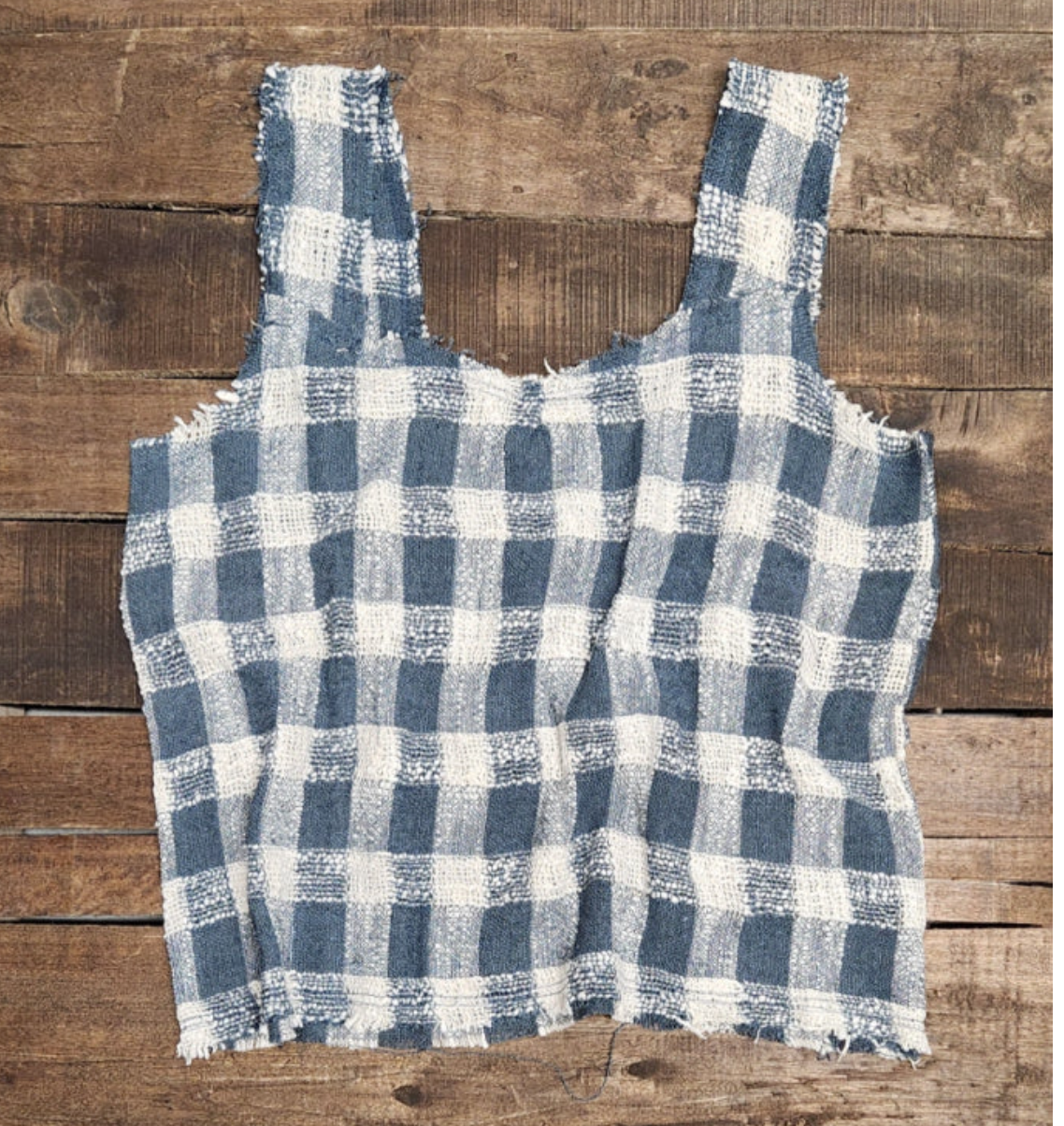 Jaded Gypsy Weaving About Tank-Navy Gingham