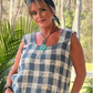 Jaded Gypsy Weaving About Tank-Navy Gingham