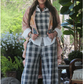 Jaded Gypsy Weaving About Tank-Navy Gingham