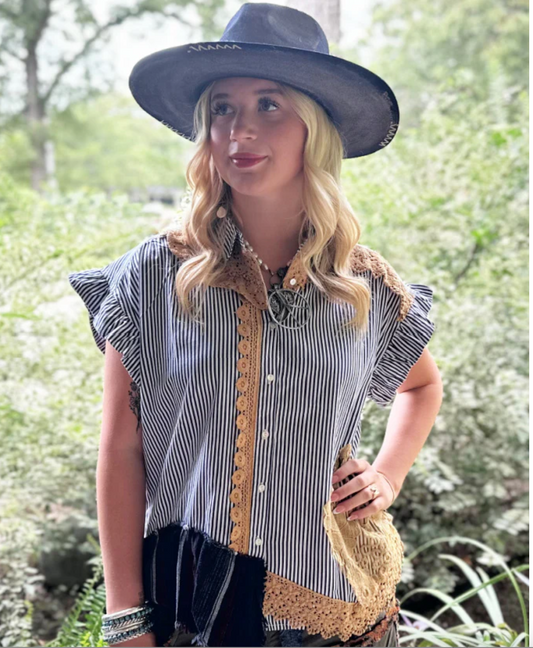Jaded Gypsy Love Letters Top Striped