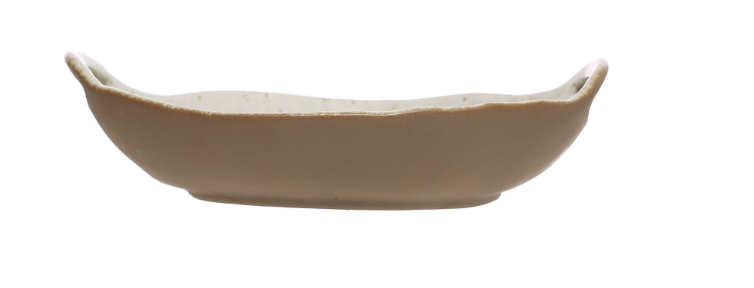 Hand-Painted Stoneware Bowl w/ Handles & Botanicals