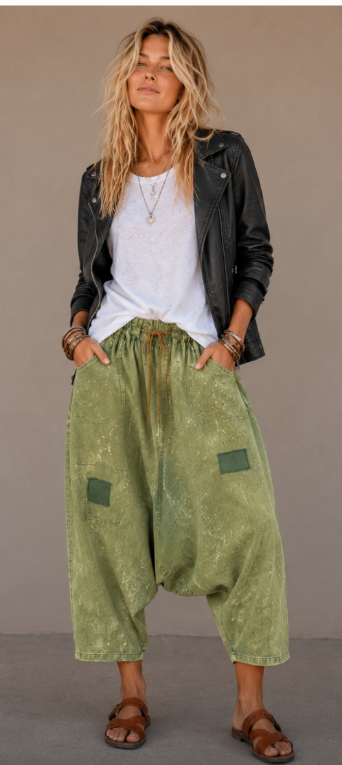 Jaded Gypsy Earthsong Harem Pants - Green O/S -Preorder
