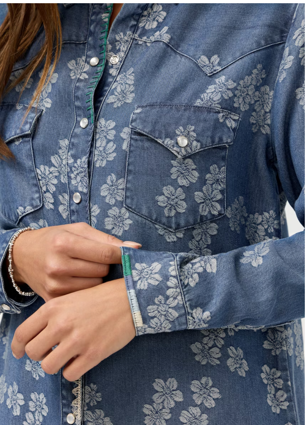 Johnny Was Miranda Jacquard Denim Western Shirt