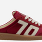 Back 70's Easter Velvet Red Backless Slip-On Sneakers | Women's Luxe Streetwear
