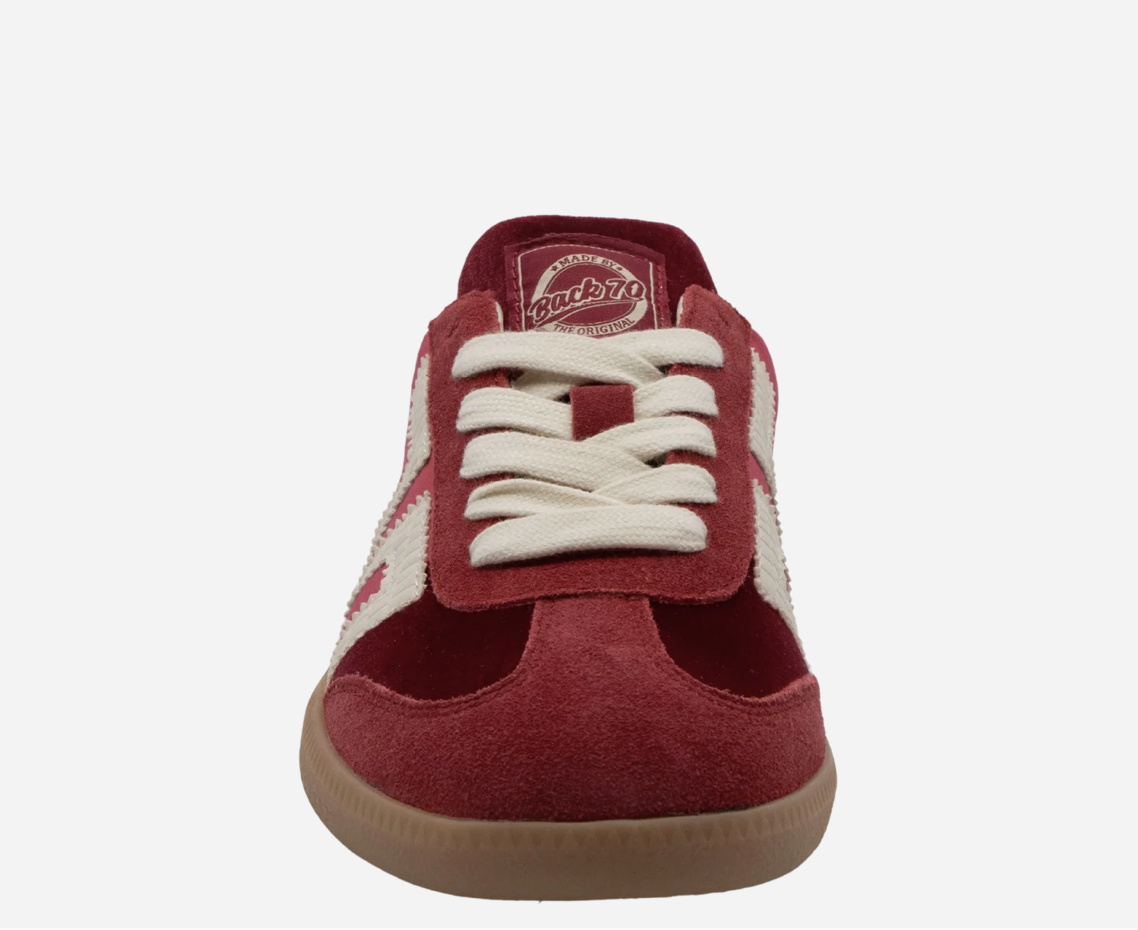Back 70's Easter Velvet Red Backless Slip-On Sneakers | Women's Luxe Streetwear