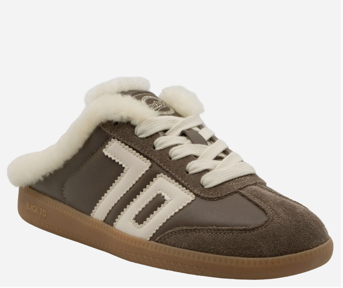 Back 70's Easter FL Taupe Butter Backless Slip-On Sneakers | Women's Luxe Streetwear