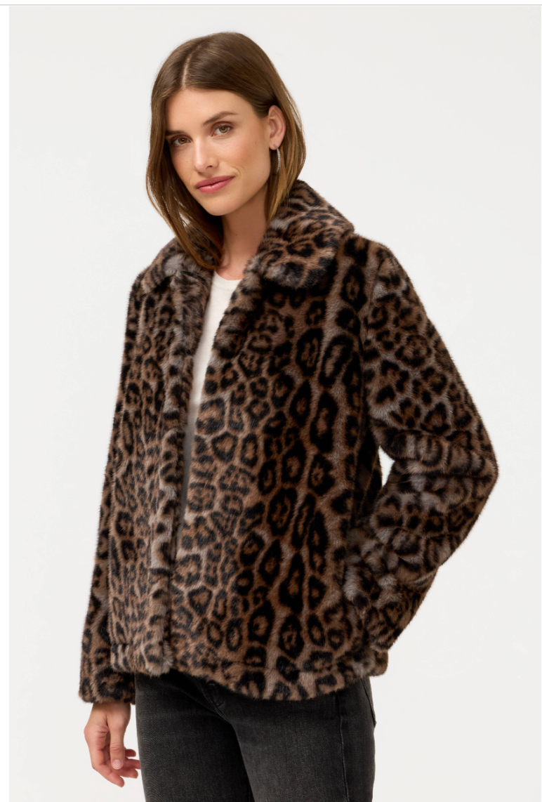 Johnny Was Faux Fur Cropped Coat - Farrah Leopard