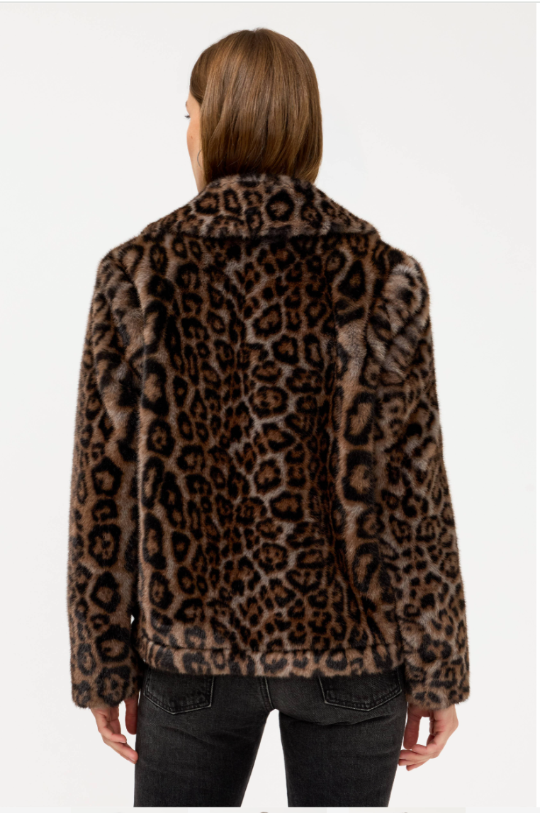 Johnny Was Faux Fur Cropped Coat - Farrah Leopard