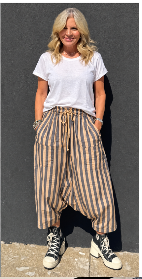Jaded Gypsy Earthsong Harem Pants- Striped  PREORDER