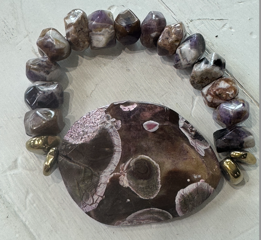 Purple Jasper Agate & Gold Hematite Bracelet