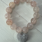 Strawberry Quartz Bracelet with Silver-Plated Heart Charm