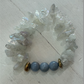 White Crystal Quartz Bracelet with Blue Jasper and Gold Hematite Accents