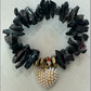 Heart Breaker Black Quartz & Gold Heart Bracelet