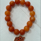 Oklahoma State Charm Bracelet with Malaysian Jade Beads