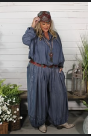 Jaded Gypsy Bubble Dreams Chambray Pants