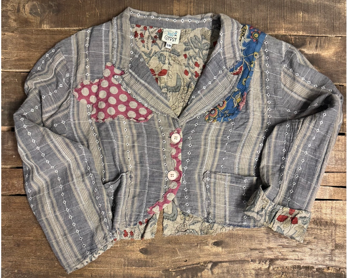 Jaded Gypsy Emberlane Cotton Jacket - Charcoal Stripe