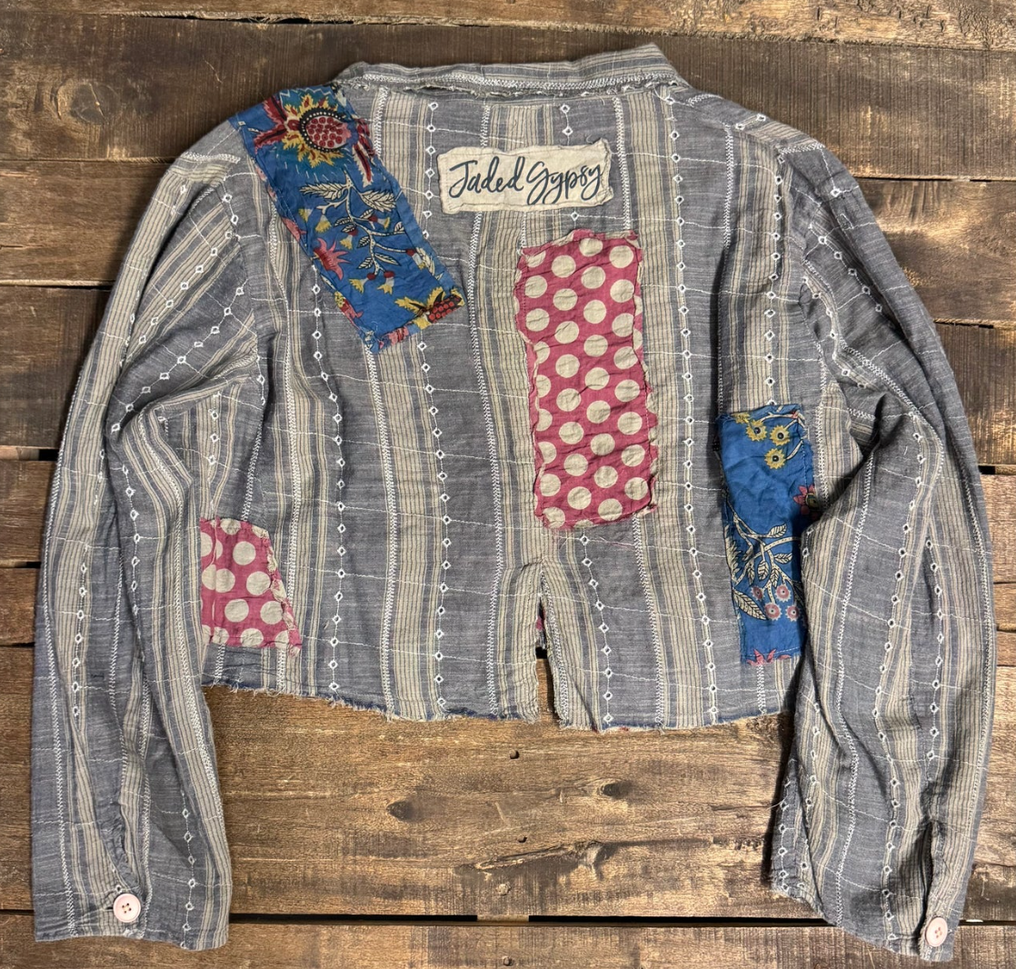 Jaded Gypsy Emberlane Cotton Jacket - Charcoal Stripe