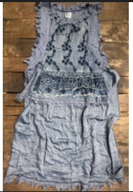Jaded Gypsy Ruffle Up Chambray High-Low Top