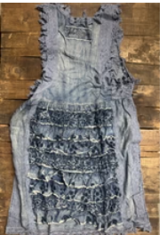 Jaded Gypsy Ruffle Up Chambray High-Low Top
